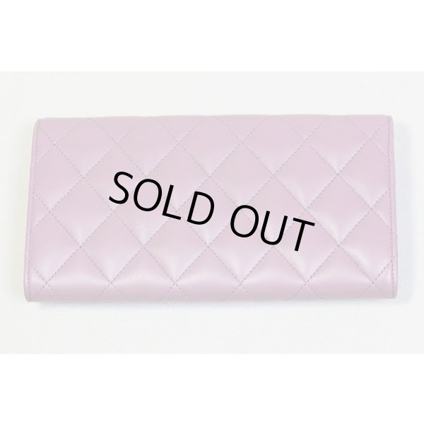シャネル　マトラッセ ニツ折長サイフ A50096 ラベンダーピンク／ゴールド金具　裏面