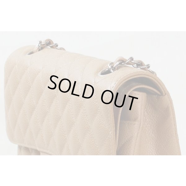 シャネル　Wチェーンショルダーバック　ベージュ／SIV金具　サイド上部