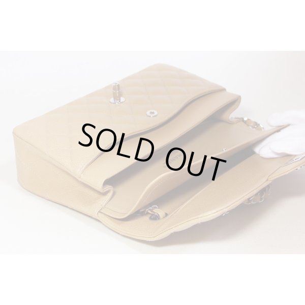 シャネル　Wチェーンショルダーバック　ベージュ／SIV金具　中身サイド