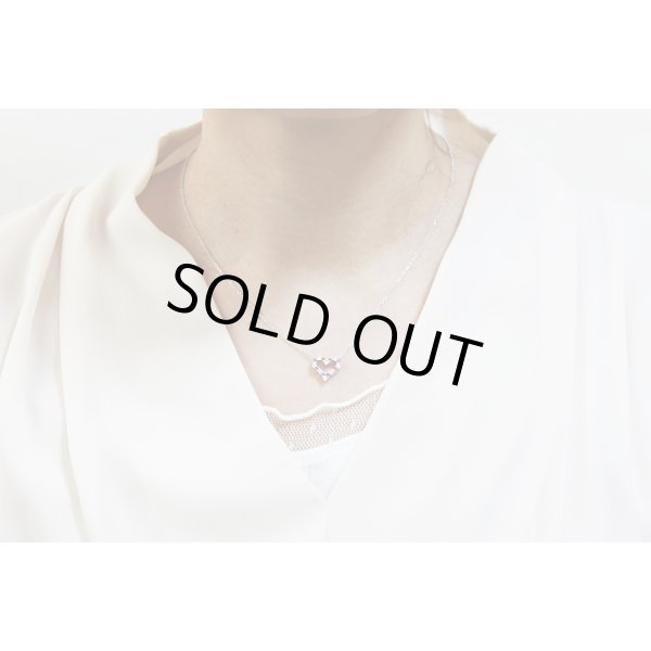 ティファニー PT950 センチメンタルハート ピンクサファイアダイアイリペンダントネックレス 3.40g　装着イメージ