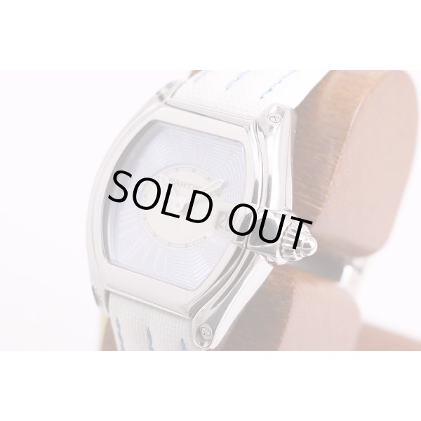 カルティエ　ロードスターSM 2675  2009年限定水色文字盤　白（水色ステッチ）