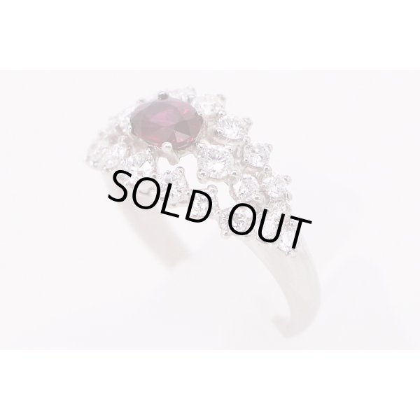 PT900 非加熱ルビーダイアイリリング 0.64ct 0.87ct 5.40g　サイド