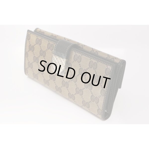 グッチ　GGクリスタル Wホック長サイフ 231837.0959 ベージュ／ブラウン　サイド