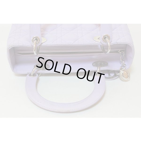 クリスチャンディオール レディディオール ハンドバック ラベンダー　持ち手の汚れ(3)