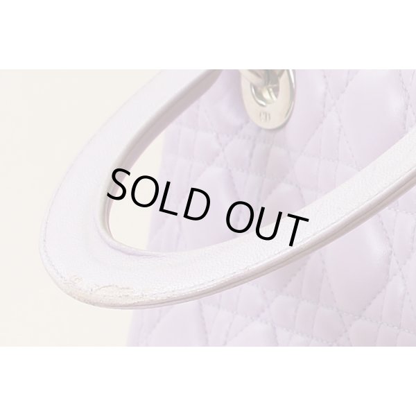 クリスチャンディオール レディディオール ハンドバック ラベンダー　持ち手の汚れ(1)