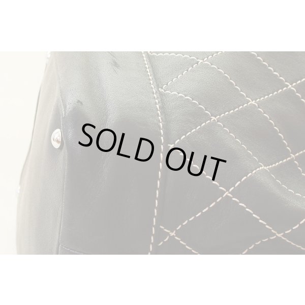 シャネル　ワイルドステッチ 巾着ショルダーバック ブラック／SIV金具　わずかに角スレ