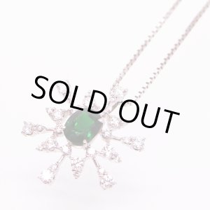 画像: K18WG グリーングロッシュラーガーネットダイアイリペンダントネックレス 1.61ct 0.92ct 6.20g