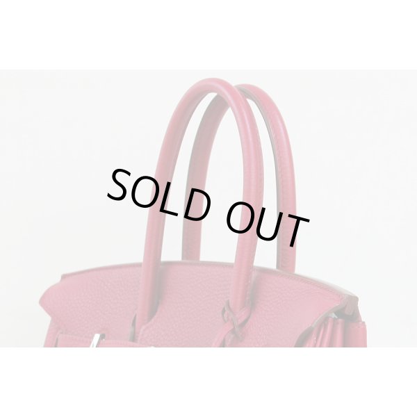 エルメス　バーキン30 ルビー／シルバー金具　サイド上部