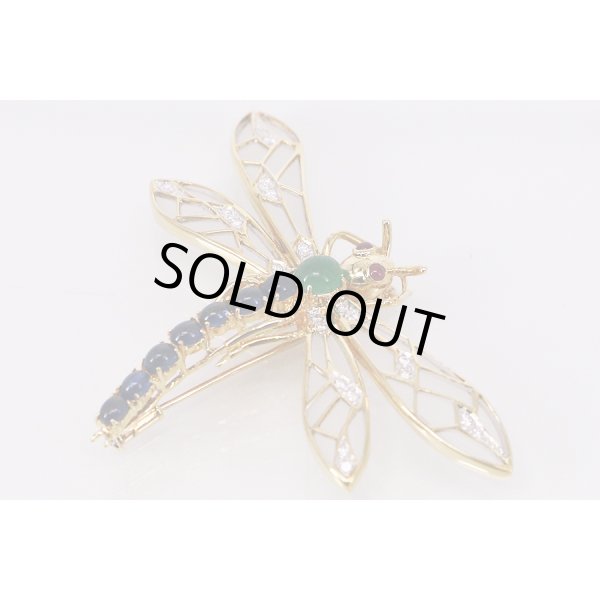 画像5: K18 ルビーエメラルドサファイアダイアイリブローチ 0.09ct 0.67ct 1.86ct 0.25ct 14.70g (5)