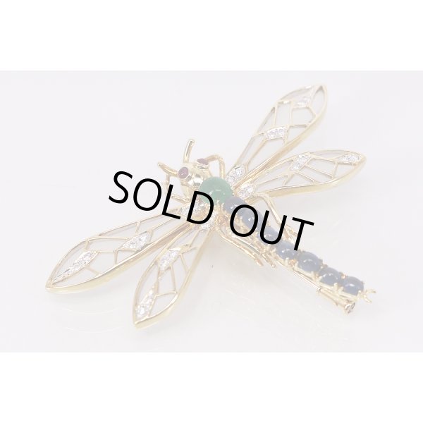 画像4: K18 ルビーエメラルドサファイアダイアイリブローチ 0.09ct 0.67ct 1.86ct 0.25ct 14.70g (4)