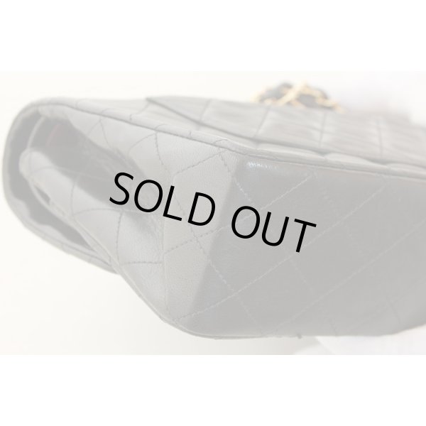 シャネル　Wフラップ チェーンショルダーバック ブラック／ボルドー ゴールド金具　角