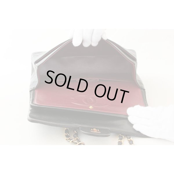 シャネル　Wフラップ チェーンショルダーバック ブラック／ボルドー ゴールド金具　中身