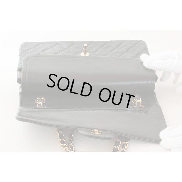 シャネル　Wフラップ チェーンショルダーバック ブラック／ボルドー ゴールド金具　フラップ