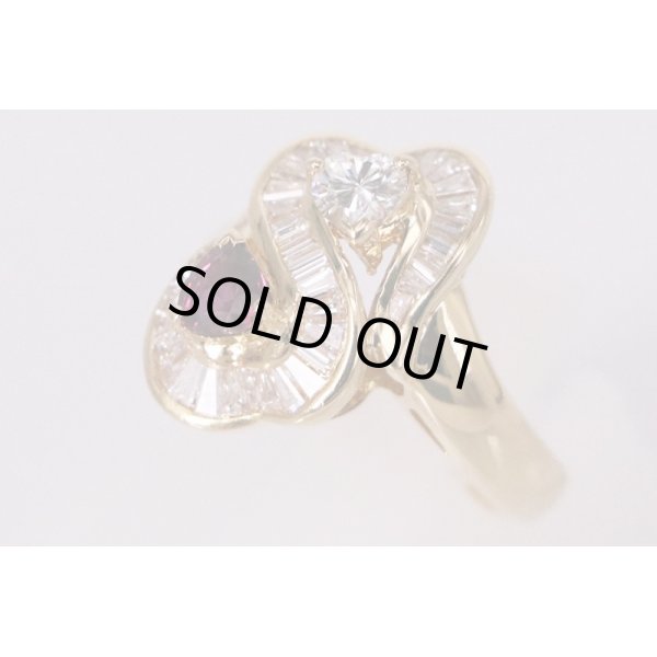 K18 ルビーダイアイリリング 0.60ct 0.38ct 0.96ct 8.30g　サイド