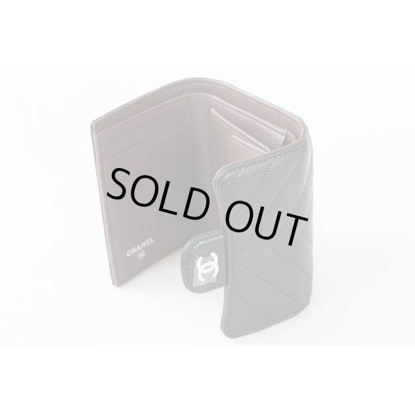 シャネル　スモールウォレット A84029 ブラック／SIV金具　中身(2)