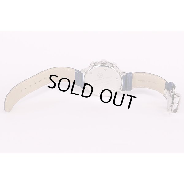 チックタック　ムーブメントインモーション　クロノグラフ　MM2004 紺文字盤　革ベルト