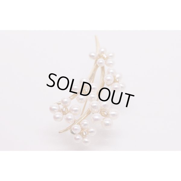 タサキ　K18 パールダイアイリブローチ 0.10ct 10.40g　サイド