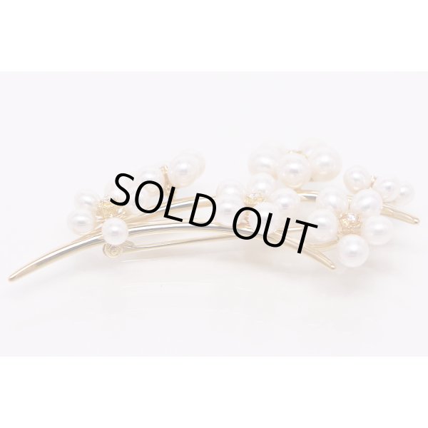 タサキ　K18 パールダイアイリブローチ 0.10ct 10.40g　裏面拡大