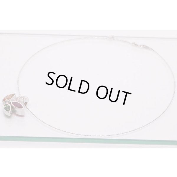 K18WG トルマリンダイアイリペンダントネックレス 11.20g　全体(1)