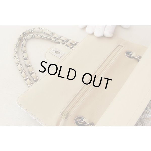 シャネル　マトラッセ Wチェーンショルダーバック 白×水色／SIV金具　シミや小傷(5)