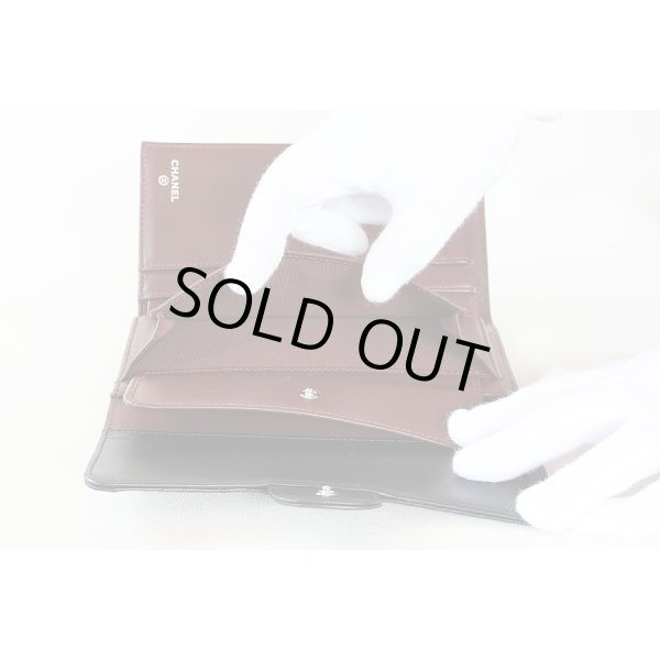 シャネル　三ツ折長サイフ A31506 ブラック／ボルドー　小銭入れ