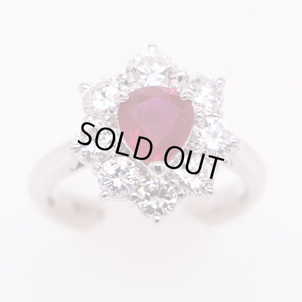 PT900 ルビーダイアイリリング 1.29ct 1.41ct 7.60g
