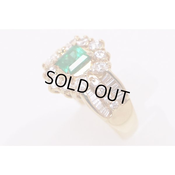 K18 エメラルドダイアイリリング 0.635ct 1.25ct 7.70g　サイド