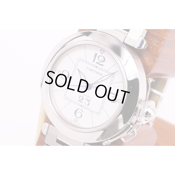カルティエ　パシャC　ビックデイト　白文字盤　サイド拡大