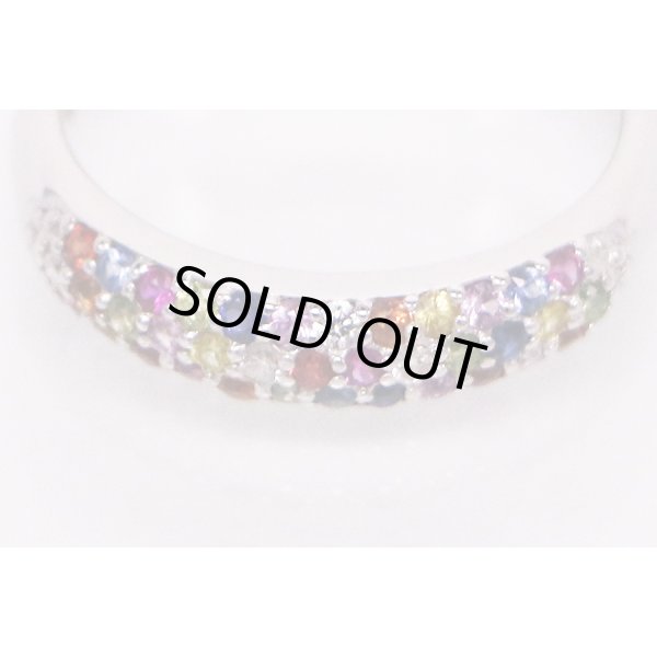 ポンテヴェキオ　K18WG ルビーカラーサファイアダイアイリリング 0.06ct 0.36ct 0.05ct 3.90g　拡大