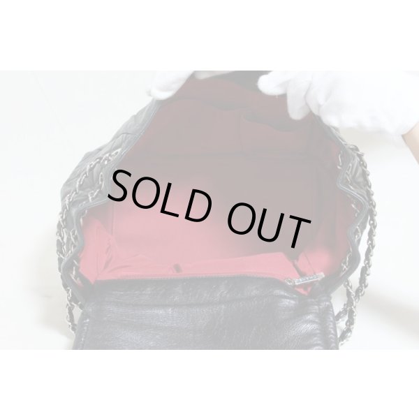 シャネル　Wチェーンショルダーバック ブラック／SIV金具　中身