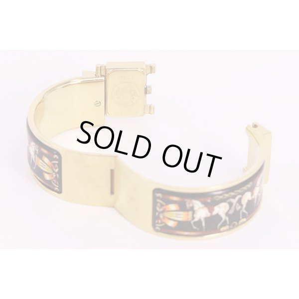 エルメス　ロケ　LO1.201　金色文字盤　馬柄黒地　GPブレス(4)