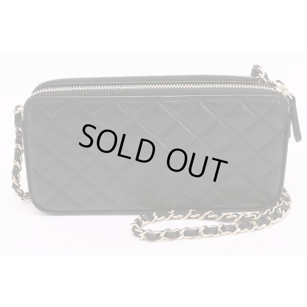 シャネル　Wジップチェーンウォレット A84306　ブラック　裏面