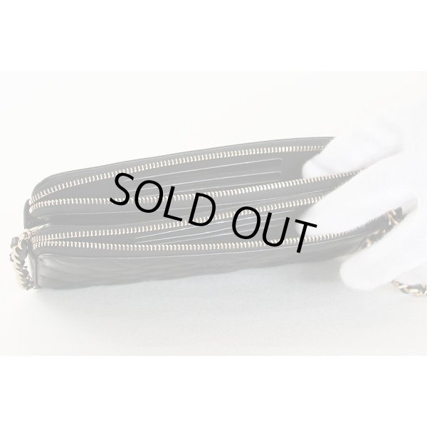 シャネル　Wジップチェーンウォレット A84306　ブラック　中身