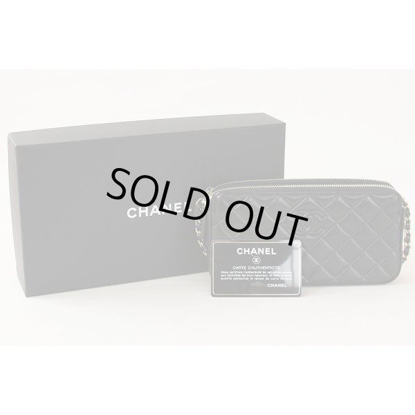 シャネル　Wジップチェーンウォレット A84306　ブラック　箱