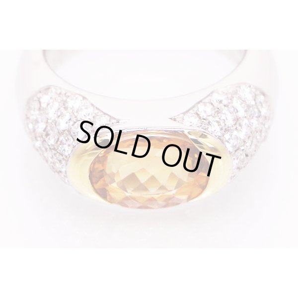 PT900/K18 インペリアルトパーズダイアイリリング 3.56ct 1.07ct 18.40g　拡大