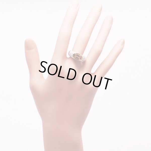 PT900/K18 インペリアルトパーズダイアイリリング 3.56ct 1.07ct 18.40g　装着イメージ