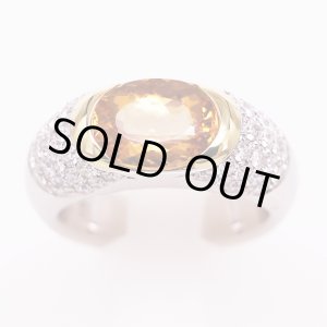 画像: PT900/K18 インペリアルトパーズダイアイリリング 3.56ct 1.07ct 18.40g