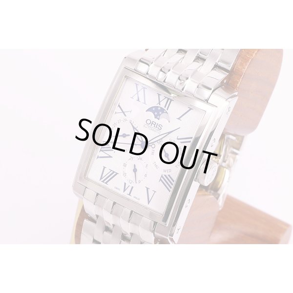 オリス　レクタンギュラー ムーンフェイス　トリプルカレンダー　白文字盤　サイド拡大