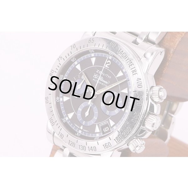 ゼニス　レインボー　クロノグラフ　紺文字盤　サイド拡大