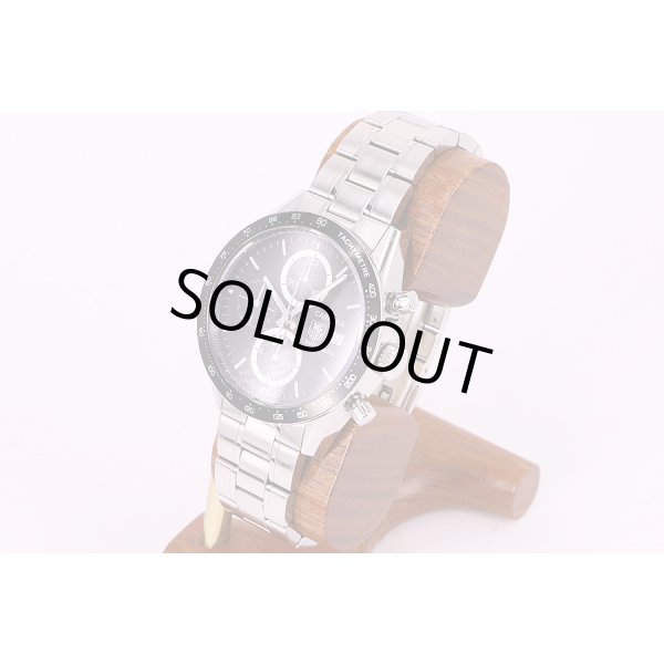 タグホイヤー　カレラ　クロノグラフ　CV2010　黒文字盤　サイド