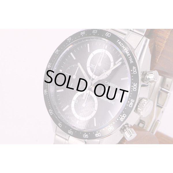 タグホイヤー　カレラ　クロノグラフ　CV2010　黒文字盤　サイド拡大