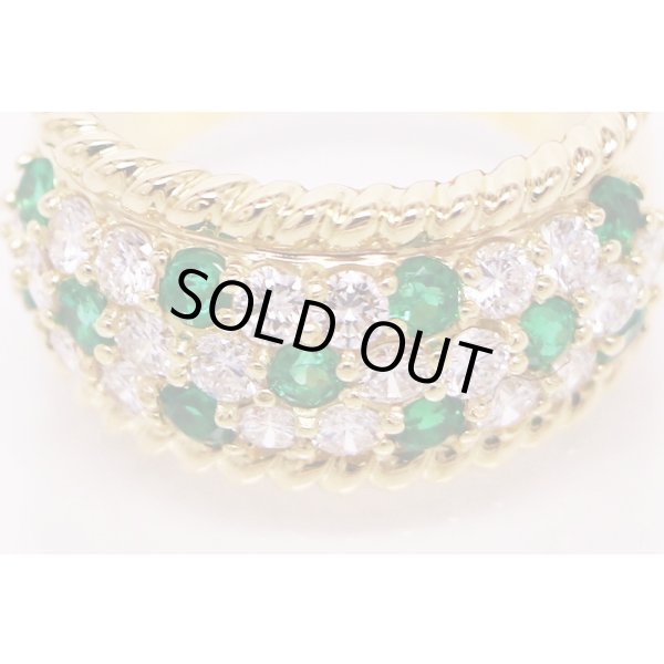 K18 エメラルドダイアイリリング 0.65ct 1.23ct 8.60g　拡大