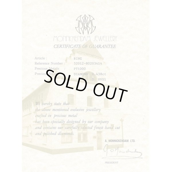 モニッケンダム　PT1000 ダイアイリリング 0.438ct 3.50g　鑑定書(2)