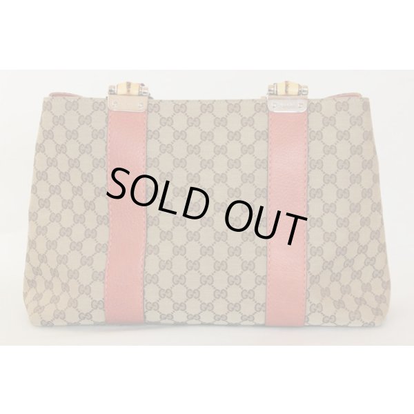 グッチ　バンブートート　232947　486628　ベージュ／ピンク　裏面
