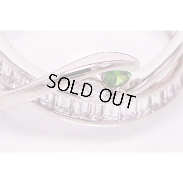PT900 デマントイドガーネットダイアイリリング 0.08ct 0.71ct 7.60g　拡大