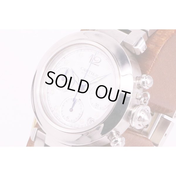 カルティエ　パシャC　クロノグラフ　白文字盤　サイド拡大