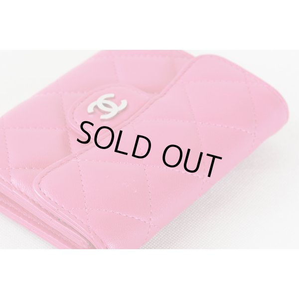 シャネル　カード・コインケース A31504 ピンク／SIV金具　スレ