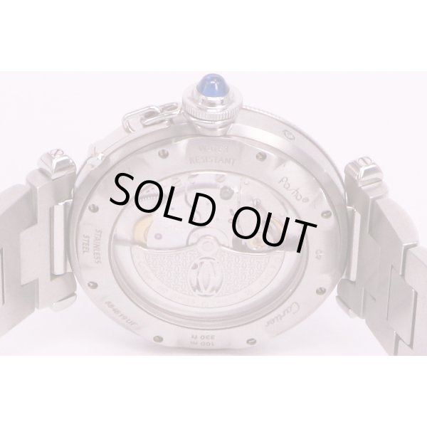 カルティエ　パシャ38　GMT　パワーリザーブ　銀文字盤　裏面拡大