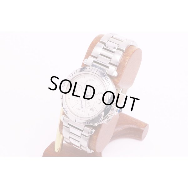 カルティエ　パシャ38　GMT　パワーリザーブ　銀文字盤　サイド