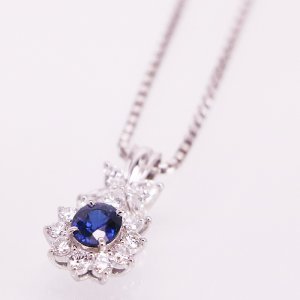 画像: PT850/900 サファイアダイアイリペンダントネックレス 0.63ct 0.70ct 7.70g